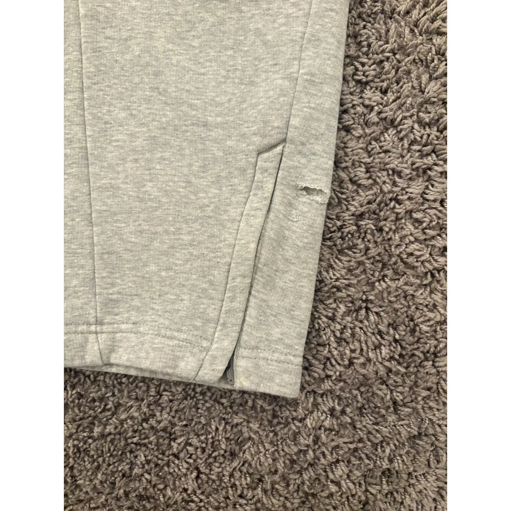 Adidas Mens Fleece Sweatpants Gray Drawstring Joggers Ankle Zip Size Large